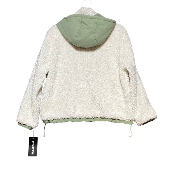 Billabong Northern Shore Hooded Sherpa Fleece Jacket Sea Spray L Quilted Lining - Picture 4 of 12